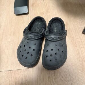 Fleece lined black crocs
